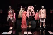 Pink installation platform view of mannequins