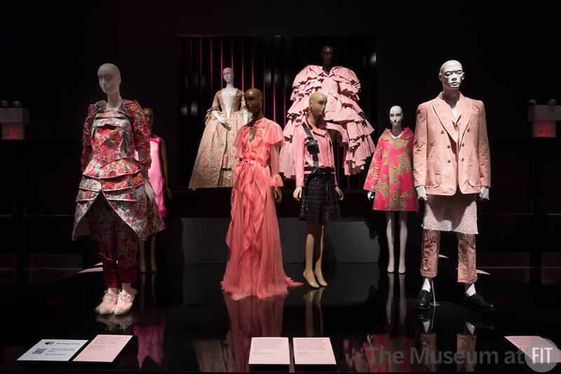 Pink installation platform view of mannequins