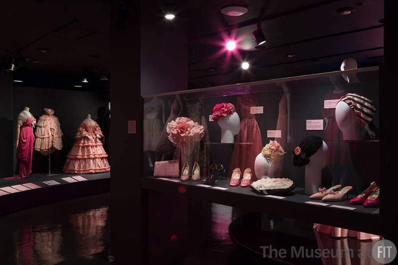 Pink gallery installation view with accessories