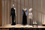 A detail of the Deconstruction and the Avant-Garde section. From left to right: black ensemble by Ann Demeulemeester, all other garments and boots by Maison Martin Margiela. 