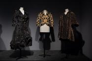 Dior + Balenciaga, Left to right 86.142.5 (polka dot dress), 68.151.1 (yellow jacket), 86.142.3 (velvet evening coat)