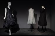 Dior + Balenciaga, Left to right: IL2022.3.1 (black silk culottes), 91.255.1 (pale blue dress), 71.213.30 (black dress)