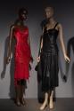 Dior + Balenciaga, Left to right: 2021.53.34 (red dress), 2008.60.1 (black dress)