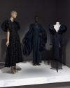 Selections from the Opening Statements section of the exhibition. From left to right: evening dress by Carolina Herrera, fall 1981 (88.105.13); evening dress by Madame Grès, c.1980 (82.234.3); dress by LaQuan Smith, spring 2022 (2023.34.1).