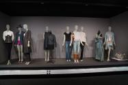 Denim_23 Left and right 99.80.2 (corset), 98.83.1 (ensemble), 99.83.6 (coat ensemble), 2015.72.2 (dress), 2015.72.1 (jacket), 2015.66.1 (jeans), 2015.7.1 (ensemble), 2007.19.2 (black jeans), 2010.37.12 (dress), 2003.45.2 (ensemble), 2007.25.2 (bag)