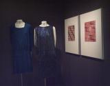 First_Rotation_753 Left to right 80.13.3 (dress), 74.25.1 (sequined dress), 83.79.153A (textile wall), 83.79.153B (textile wall)