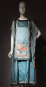 Blue sleeveless tunic with panel of Chinese floral and butterfly embroidery over long dress wit…