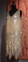 Silver and white sequinned evening flapper dress with layered diamond border design