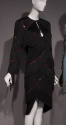 Black evening set: strapless short dress and bolero jacket with scalloped rows of rayon fringe …