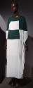 Green and white pleated colorblock caftan dress