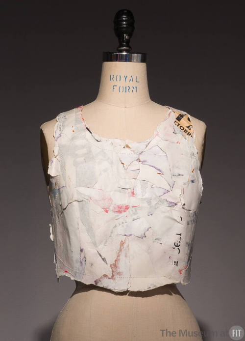 White painted bustier made of cardboard collage