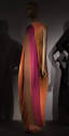 Long sleeveless evening shift gown with ochre yellow, brown, purple, olive green, rust grown, a…