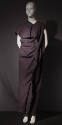 Grey deconstructed, asymmetrical, floor legnth dress with contrast white tailors' tacks and exp…