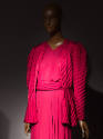 Quilted dark red silk satin sweater