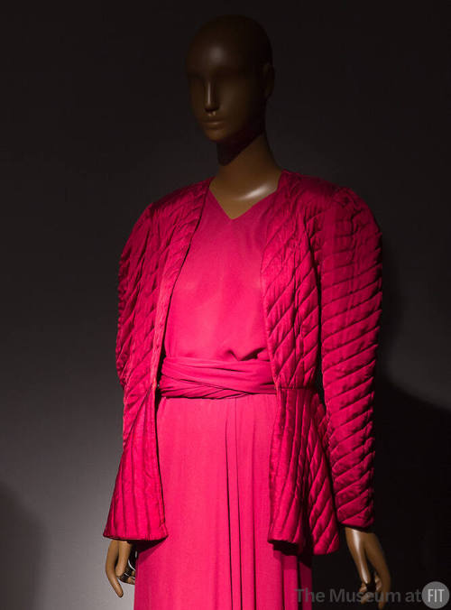 Quilted dark red silk satin sweater