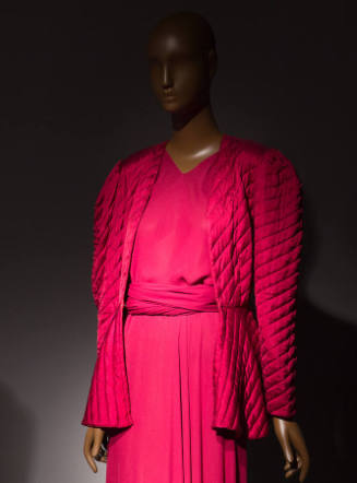 Quilted dark red silk satin sweater