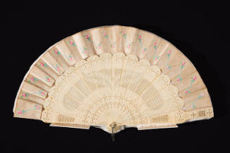 White fan with painted rose buds