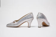 Alternate view of silver evening pumps