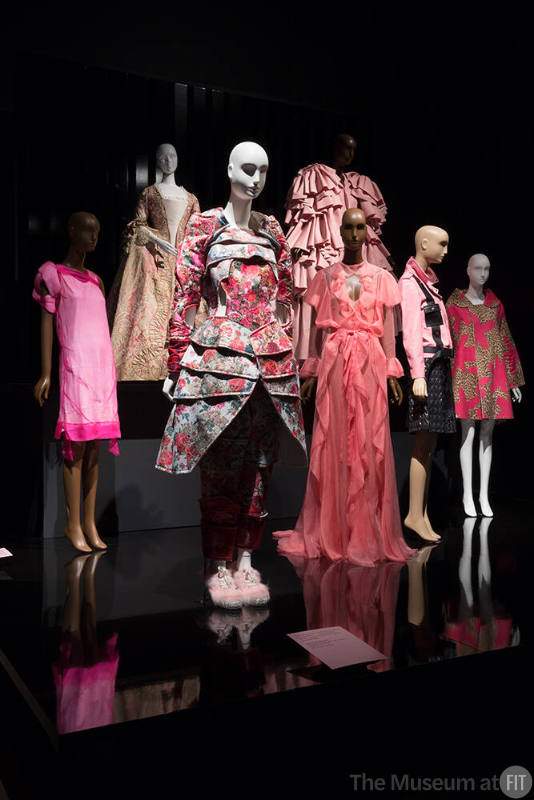 Pink installation platform view of mannequins