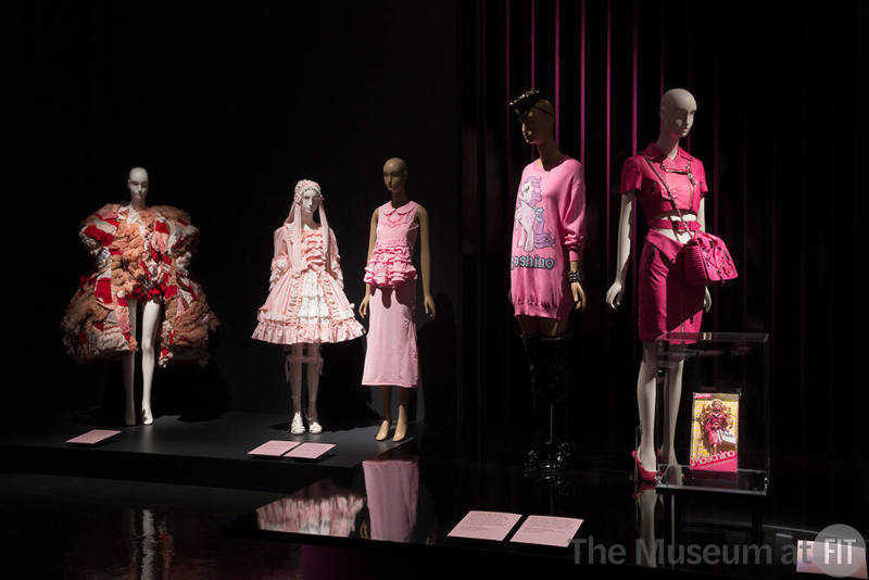 Pink installation platform view of mannequins