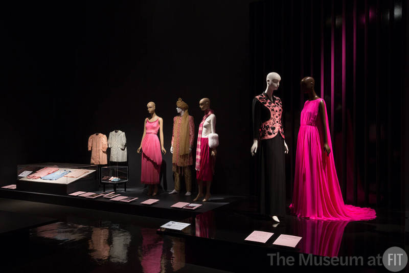 Pink installation platform view of mannequins