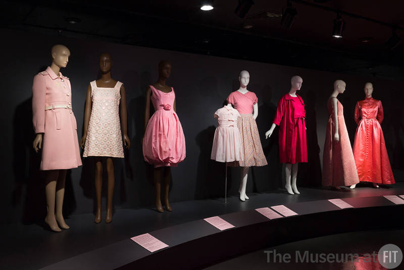 Pink installation platform view of mannequins