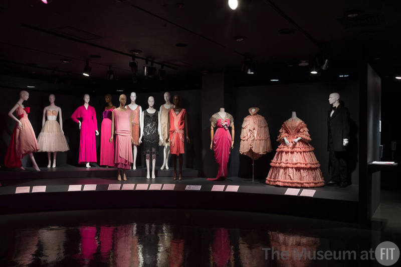 Pink installation platform view of mannequins