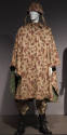Tan and brown reversible camouflage poncho with green pattern inside