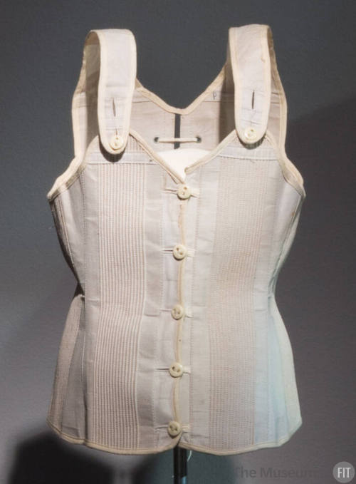 Off-white linen button front corset 