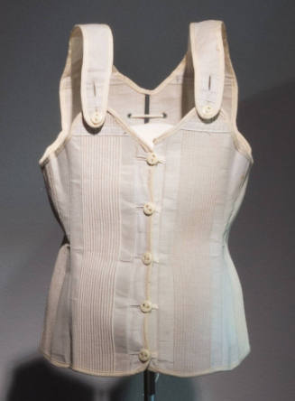 Off-white linen button front corset 