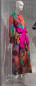 Orange, pink, blue and green set of long sleeve button front blouse in floral print and ankle l…