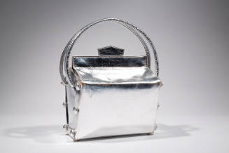 Silver box shaped evening bag with double handles