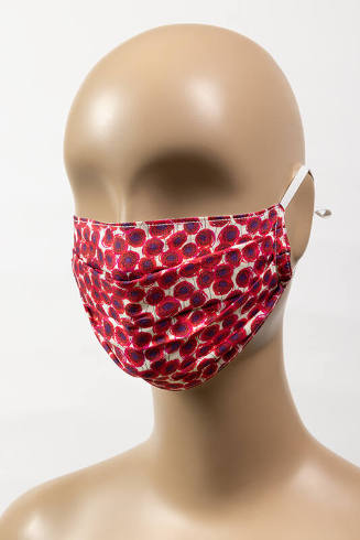 Red, purple and white poppy pattern cotton face mask