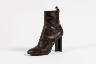 Brown Louis Vuitton monogram pattern high heel ankle boot