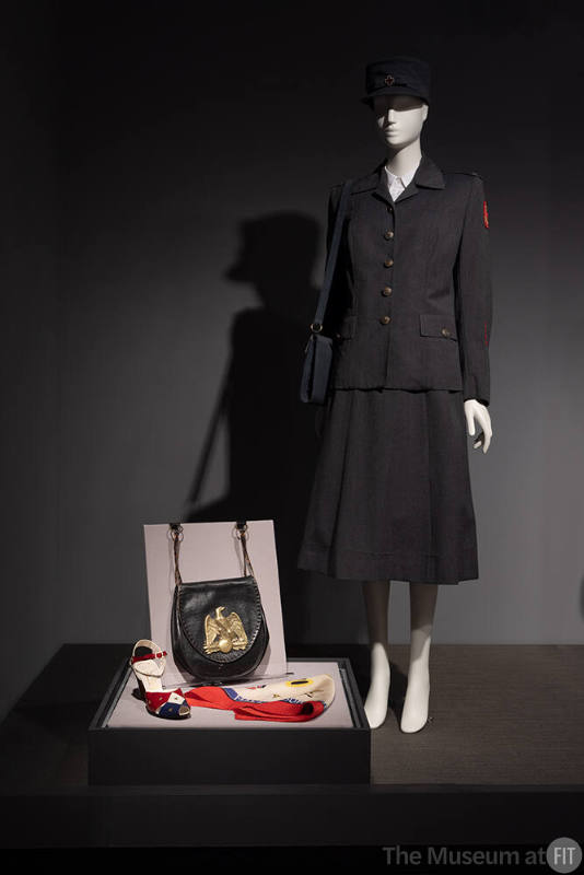 Abercrombie & Fitch American Red Cross uniform, circa 1942, with accessories by La Valle, Phelps, and unidentified designer, 1940-circa 1942
