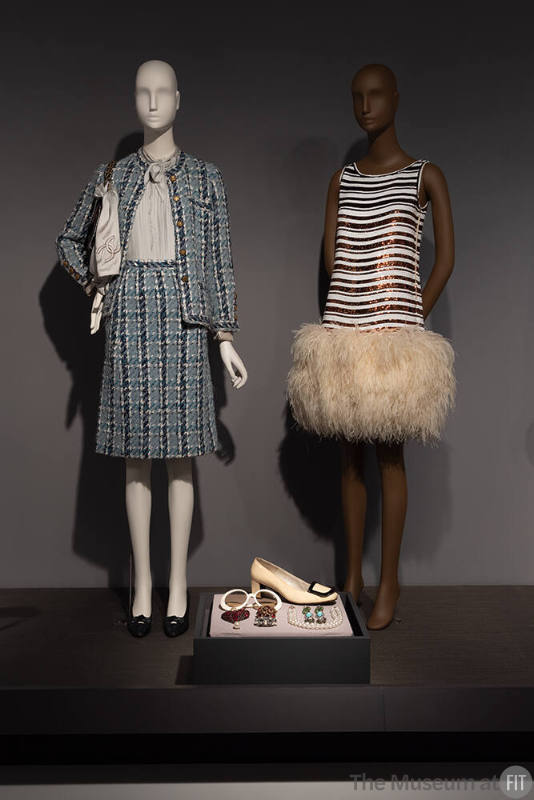 Chanel suit, circa 1962 and Geoffrey Beene mini dress, 1968 with accessories by Chanel Roger Vivier, Ted Lapidus, Yves Saint Laurent, Balenciaga, Kenneth Jay Lane, circa 1960-circa 1969