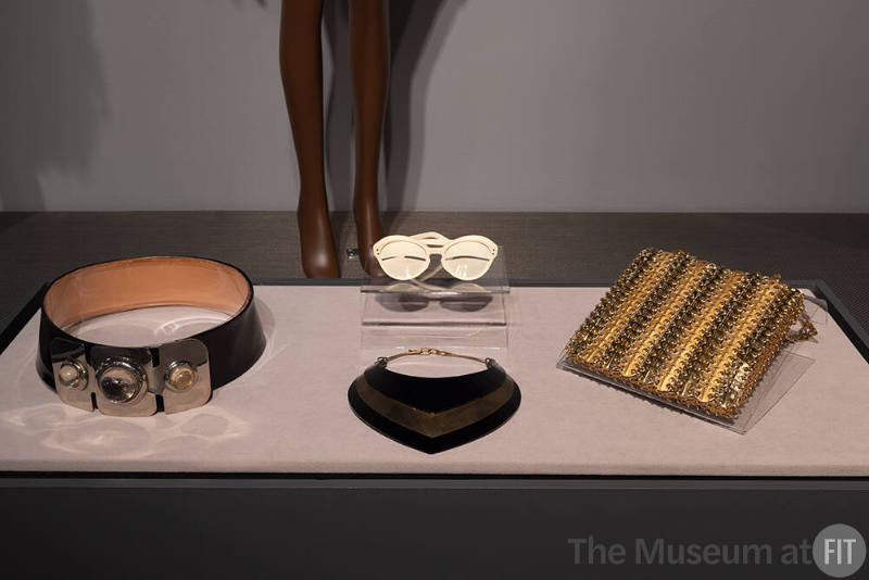 Accessories by Pierre Cardin, unidentified designer, André Courrèges, and Paco Rabanne, 1964-1971