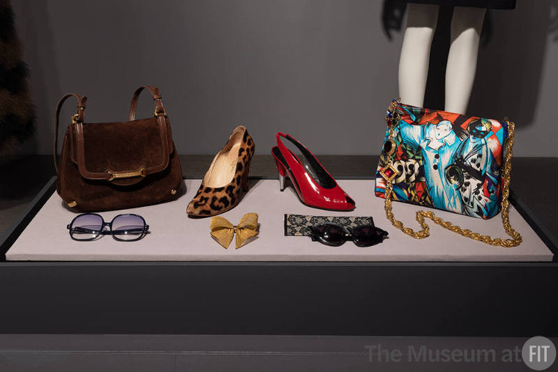 Accessories by Gucci, Robinson, Manolo Blahnik, unidentified designer, Charles Jourdan, Gianni Versace, and Anne-Marie Beretta, circa 1973-1990