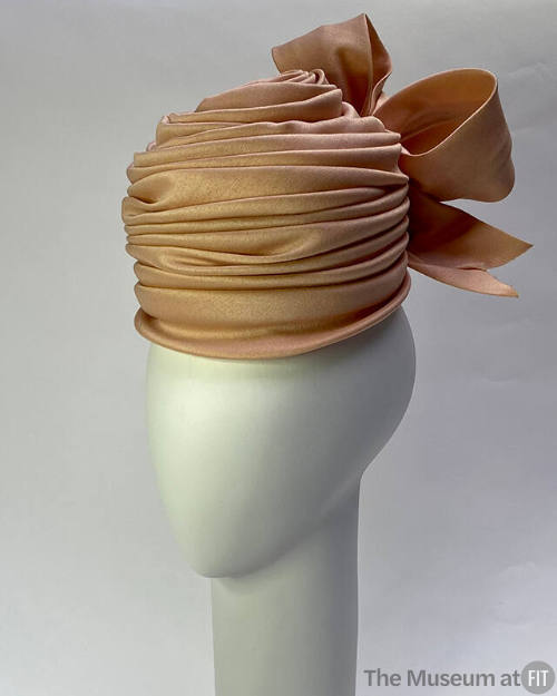 Pink turban hat with large bow