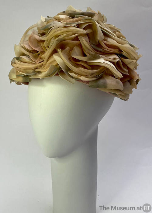 Variegated pink to grey layered, silk hat