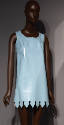 Turquoise blue vinyl sleeveless A-line mini dress with pointed scalloped hem