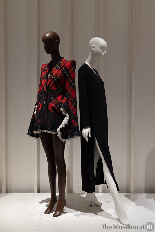 A detail of The Revival of Luxury section, featuring designs by Alexander McQueen for Givenchy (left) and Martin Margiela for Hermès. 