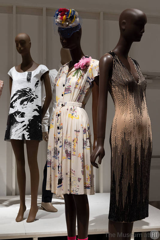 A detail of the Retro Revivals section. From left to right: designs by Helmut Lang, Anna Sui, and Givenchy. 