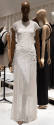 White short sleeve floor length dress with sttiched ruched bodice