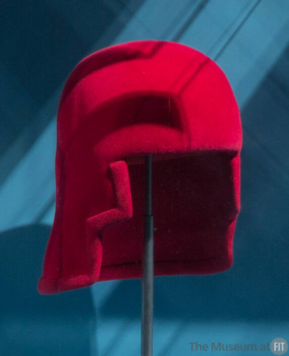 Deep pink velvet helmet style hat 
