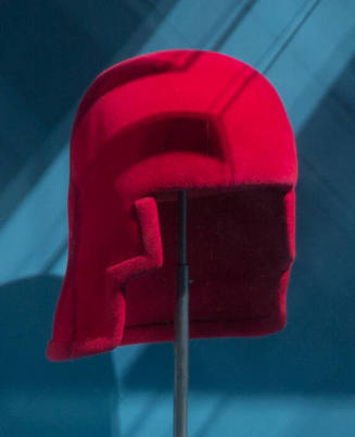 Deep pink velvet helmet style hat 