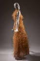 Orange feathered floor-length dress