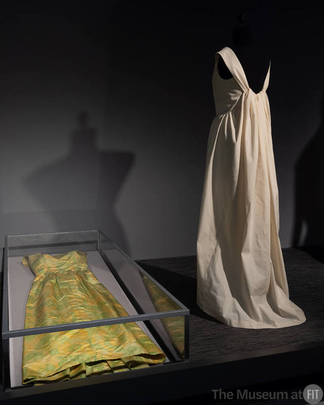 Dior + Balenciaga, Left to right: 83.159.1 (evening dress in case) and muslin copy