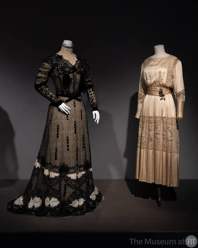 Designing Women_15 Left to right: Callot Soeurs Evening dress, Paris, circa 1909 (P90.2.3), and Afternoon dress, Paris, summer 1917 (86.156.1)
