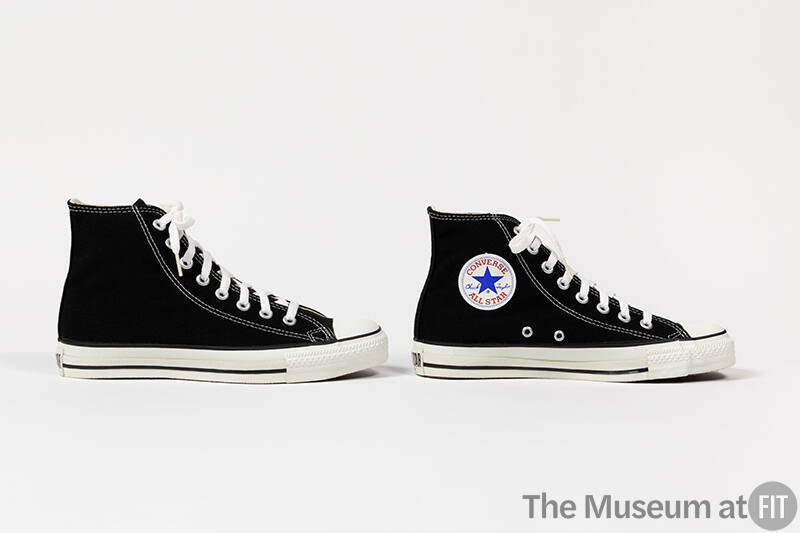 Black high top white lace up sneakers with logo 